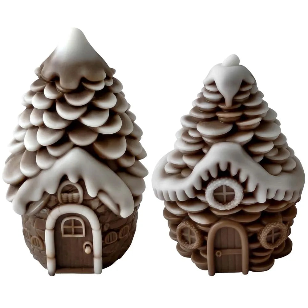 Snowy Pine Cottage Silicone Candle Mold