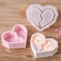 Two-Compartment Striped Heart Candle Jar Mold