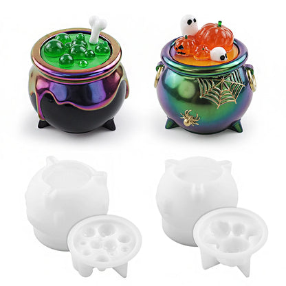 Halloween Cauldron Silicone Mold with Lid for Resin Crafts