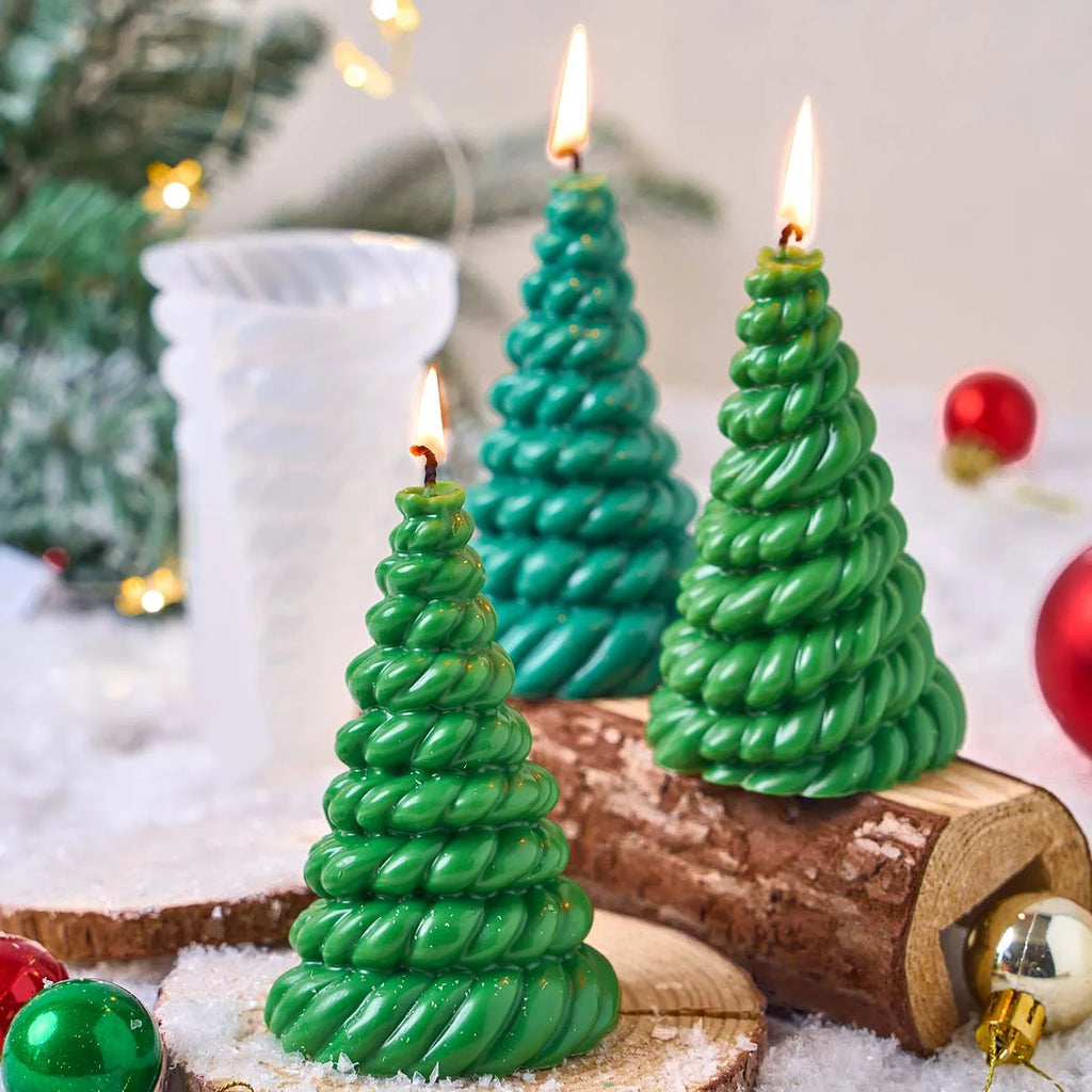 Twisted Christmas Tree Silicone Candle Mold