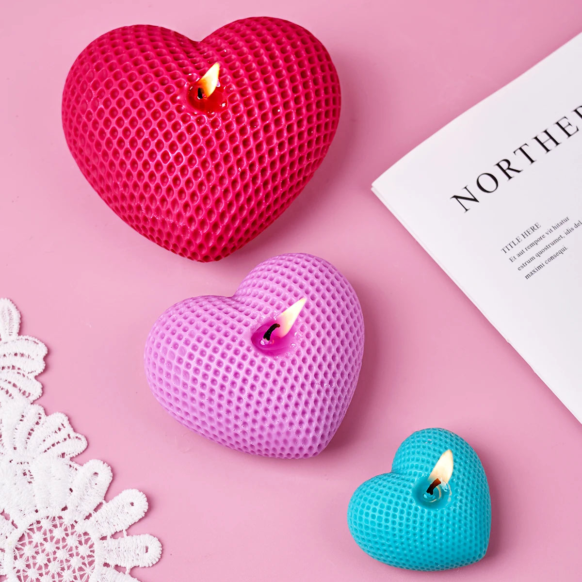 Lumea Woven Silicone Heart Candle Mold