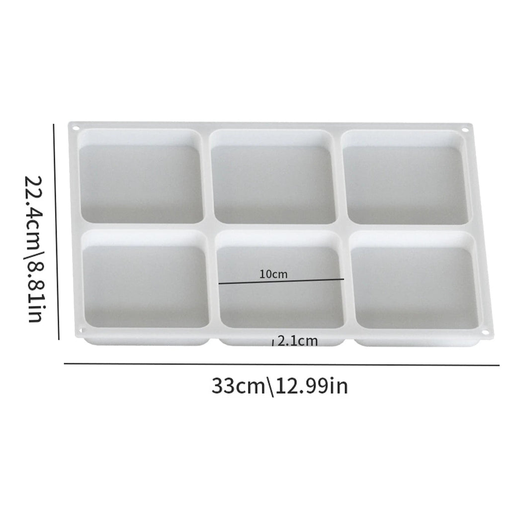6 Cavity Deep Pour Geometric Silicone Resin Mold Square