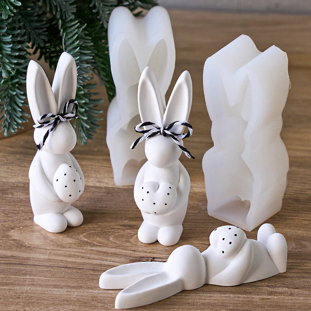 Standing Bunny Silicone Mold with Egg or Heart