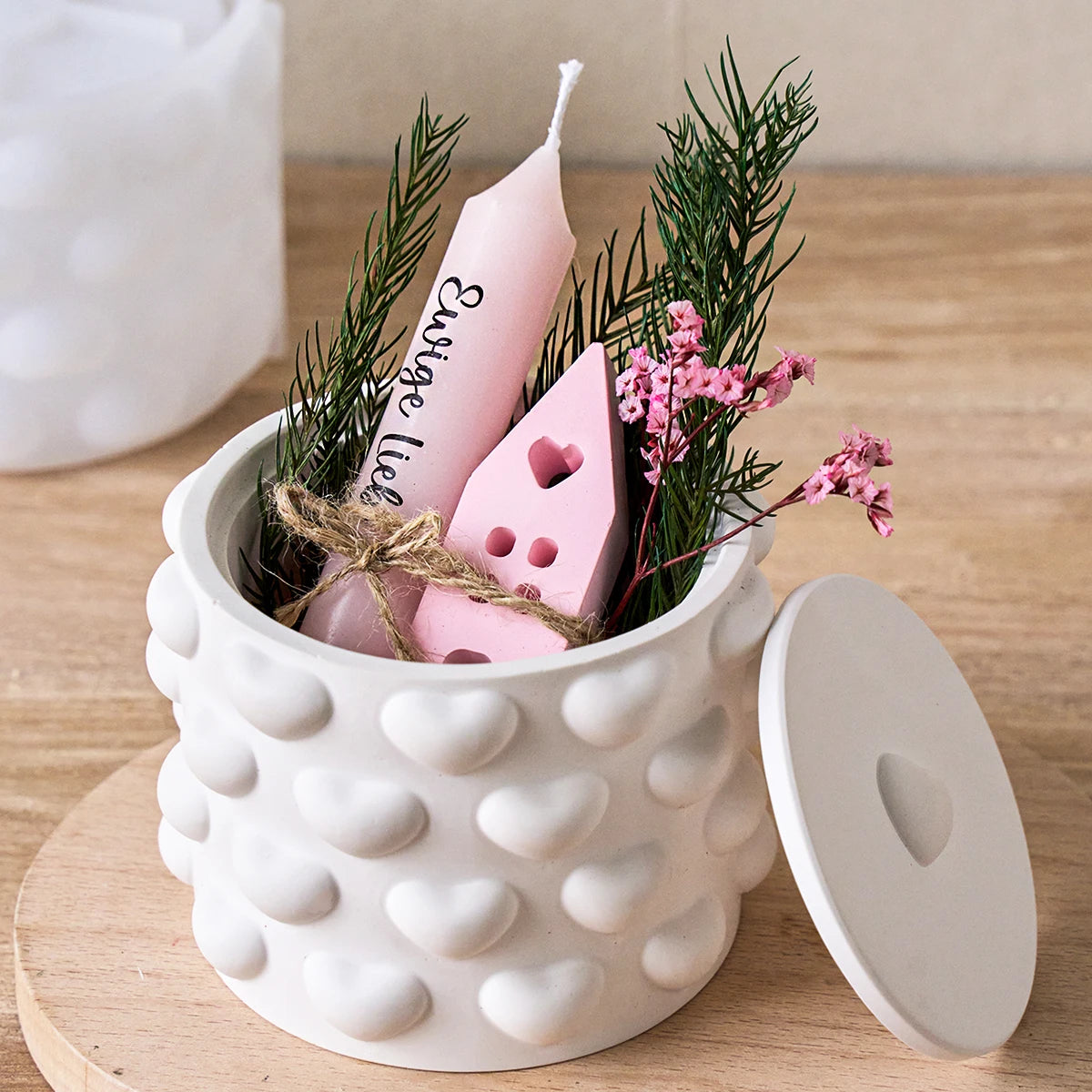Heartloom Candle Jar with Lid Silicone Mold Set