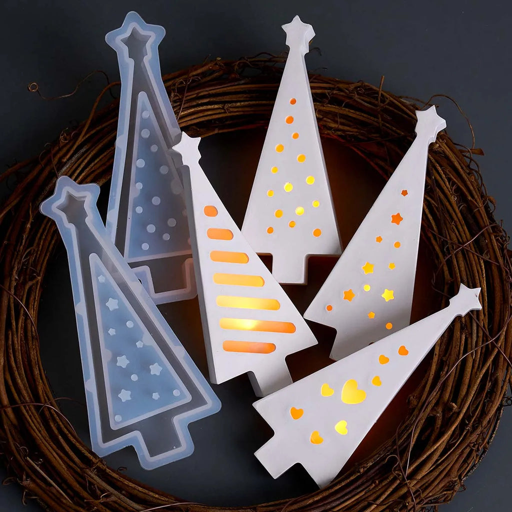 Hollow Christmas Tree Silhouette Lamp Silicone Mold