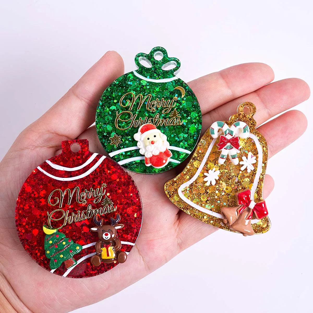 3Pcs Christmas Hanging Ornament Silicone Mold Set