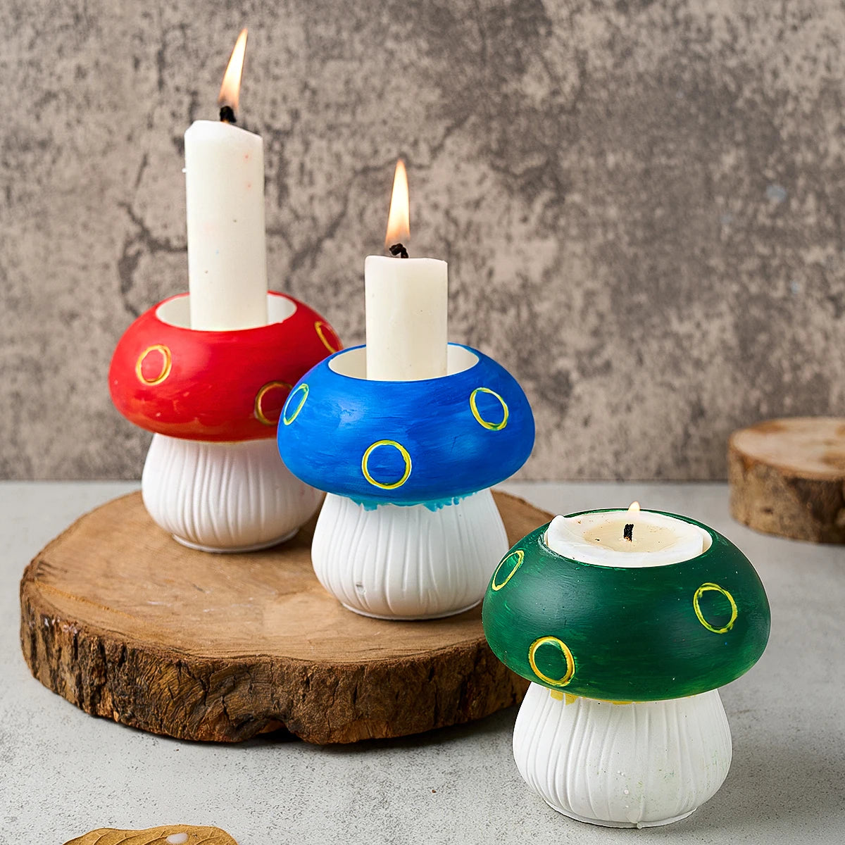 3D Mushrooms Candle Holder Silicone Mold