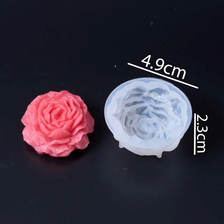 4 Piece Peony Flower Candle Mold Set
