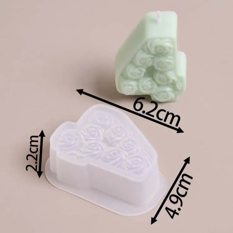 0-8 Relief Rose Number Silicone Candle Mold.
