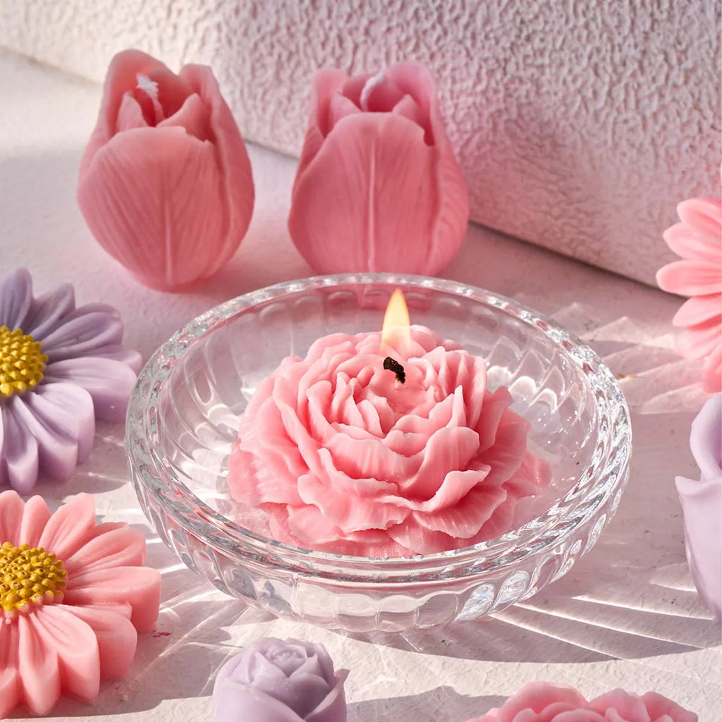 5 Piece Romantic Flower Candle Mold Set