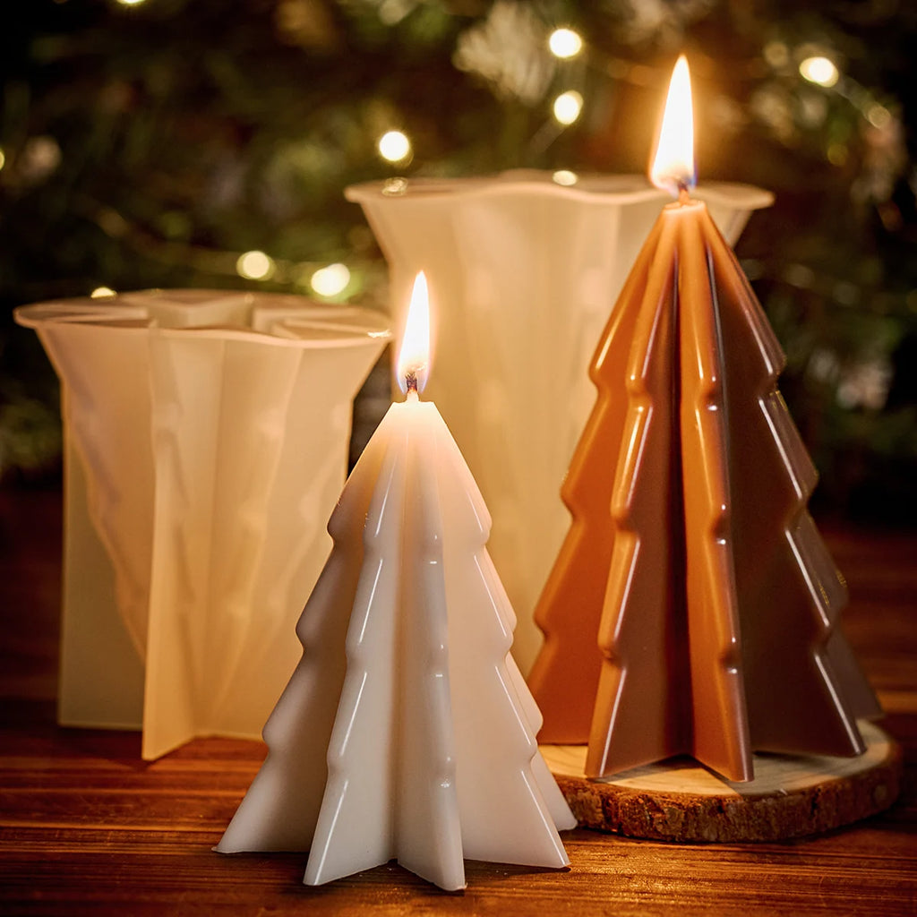 3D Folded Christmas Tree Candle Silicone Mold
