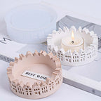 Round Cityscape Candle Holder Silicone Mold