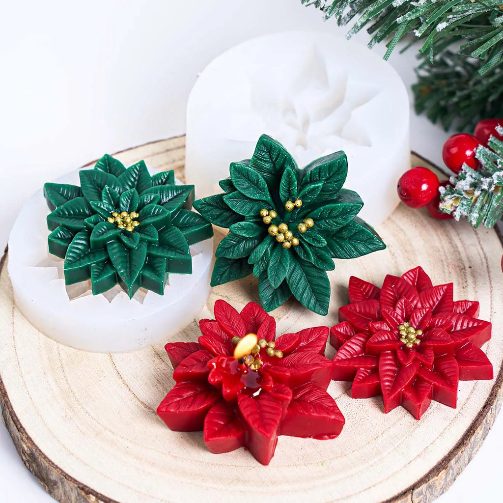 Poinsettia Flower Silicone Mold for Candles