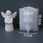 Minimalist Standing Angel Silicone Mold Holding heart
