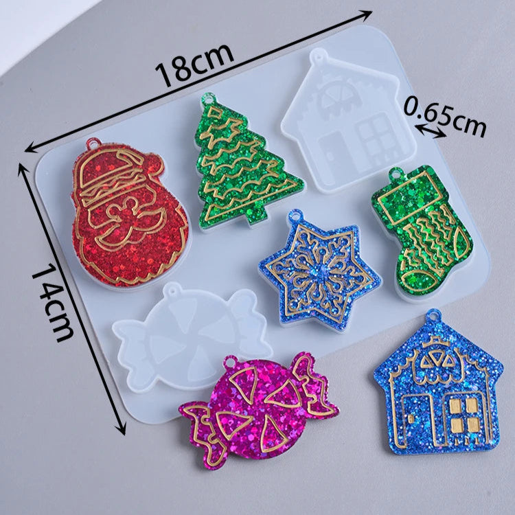 Christmas Epoxy Resin Silicone Pendant Mold Style B