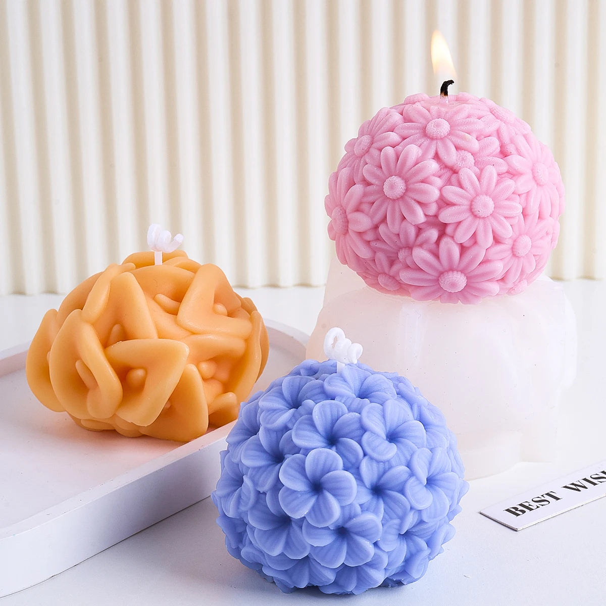 Embossed Spherical Silicone Candle Mold