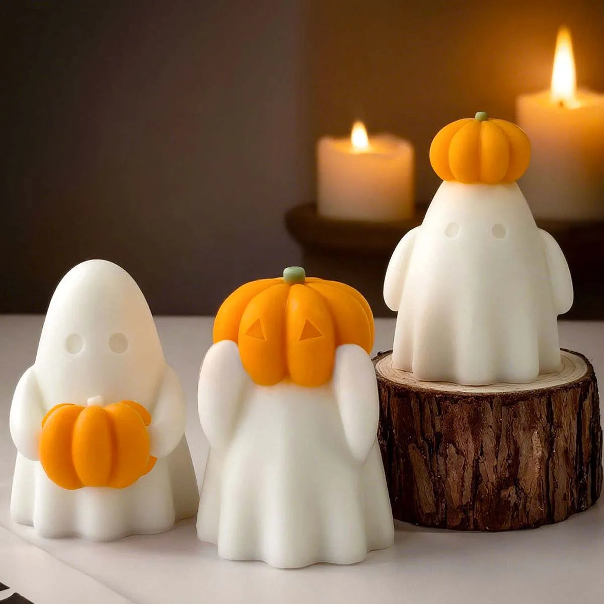 3Pcs Pumpkin Ghost Silicone Candle Molds Set