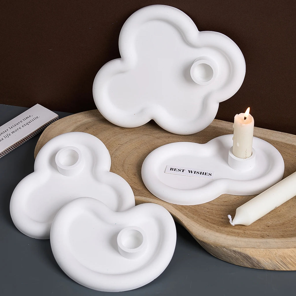 Rough Edge Tray with Candle Holder Silicone Mold