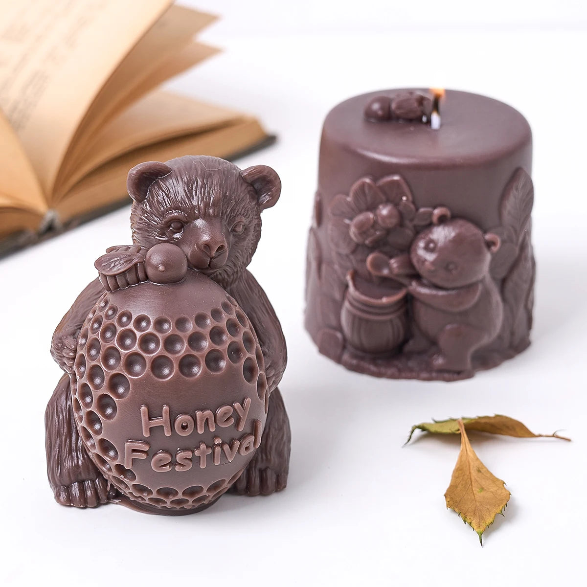 Relief Bear Silicone Candle Mold.