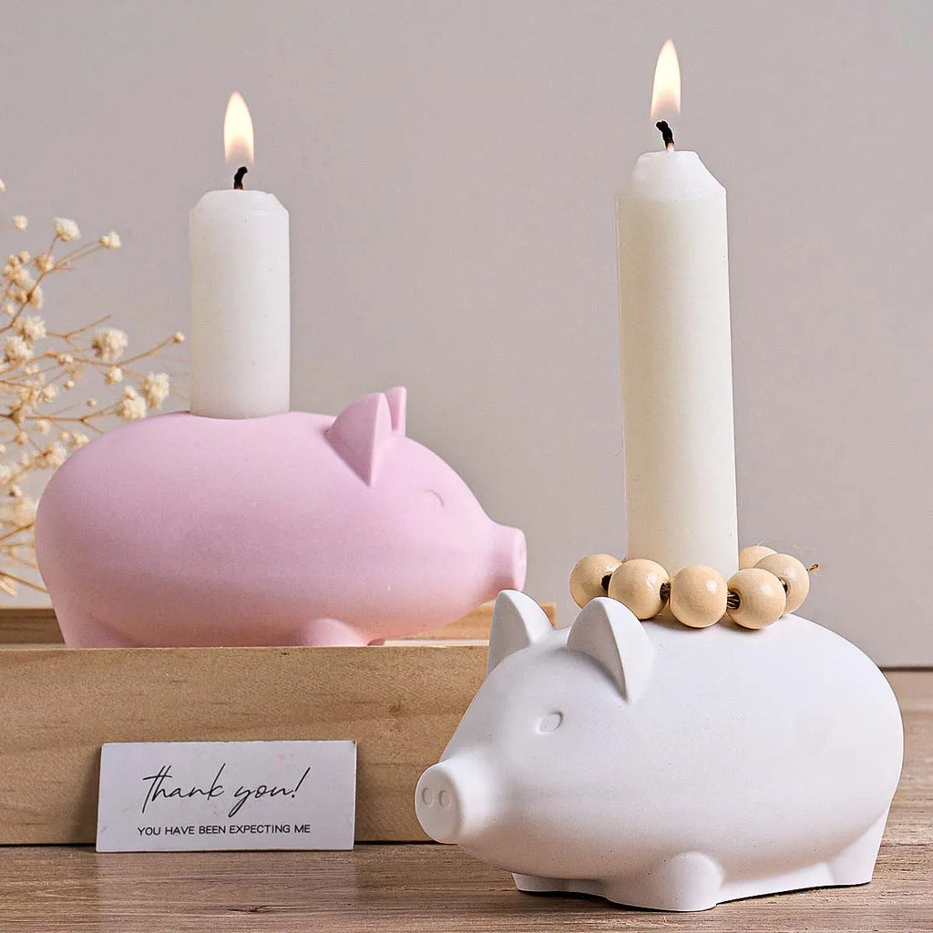 Little Pig Candle Holder Silicone Mold