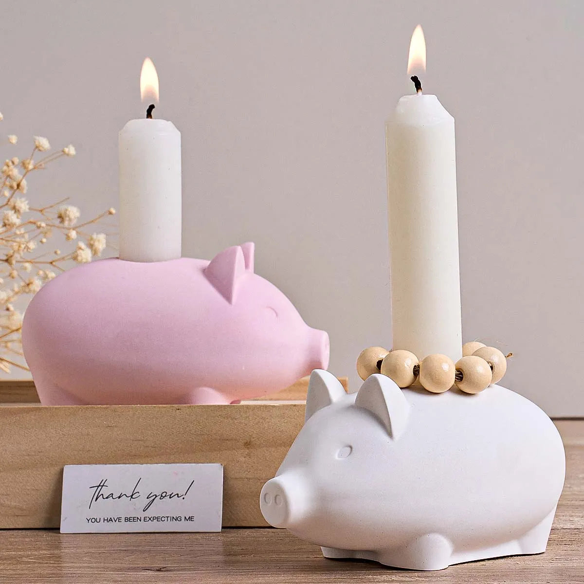 Little Pig Candle Holder Silicone Mold