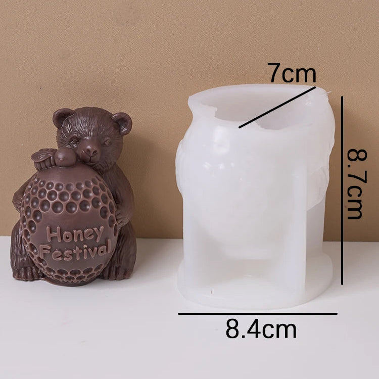 Relief Bear Silicone Candle Mold.
