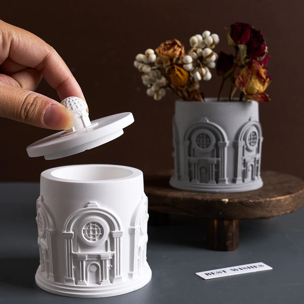 Palace House Storage Jar Silicone Mold with Lid