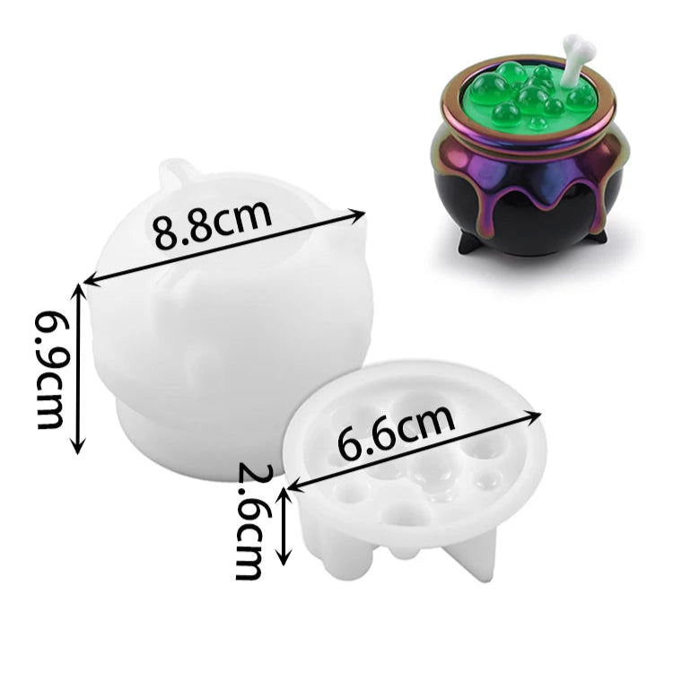 Halloween Cauldron Silicone Mold with Lid for Resin Crafts