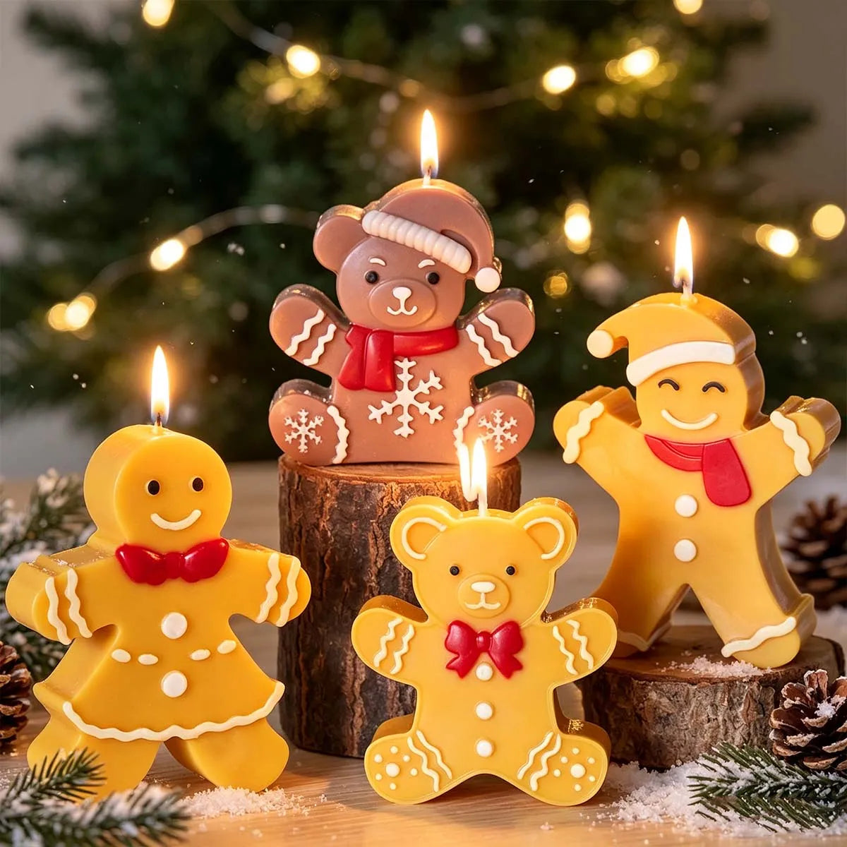 Frostell Piped-Trim Gingerbread Family Silicone Candle Mold