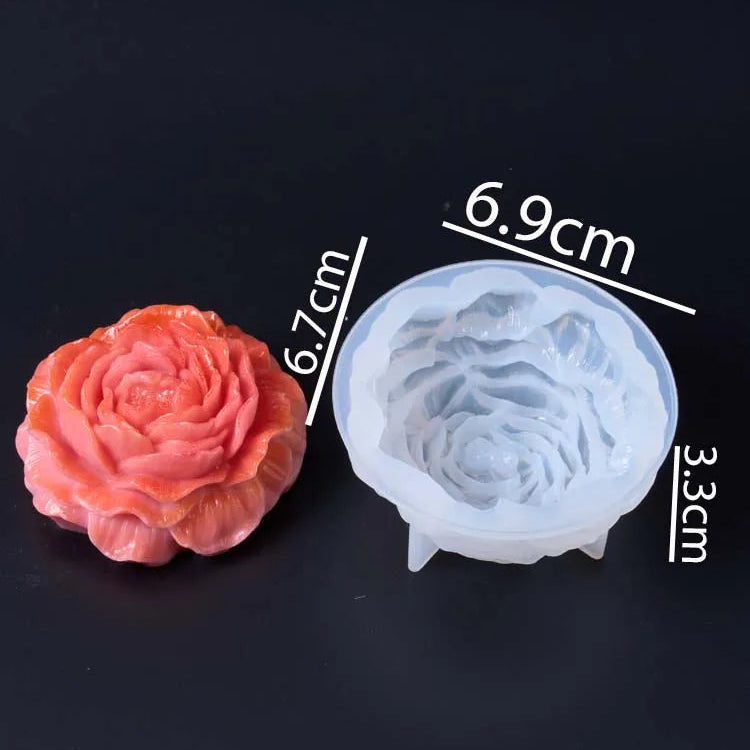 4 Piece Peony Flower Candle Mold Set