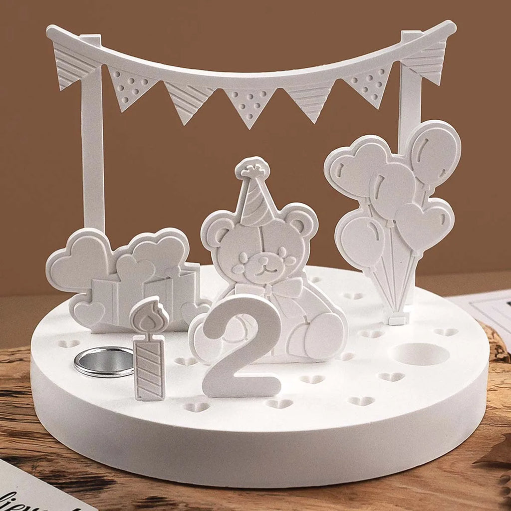 Bear Birthday Candle Holder Silicone Mold Kit