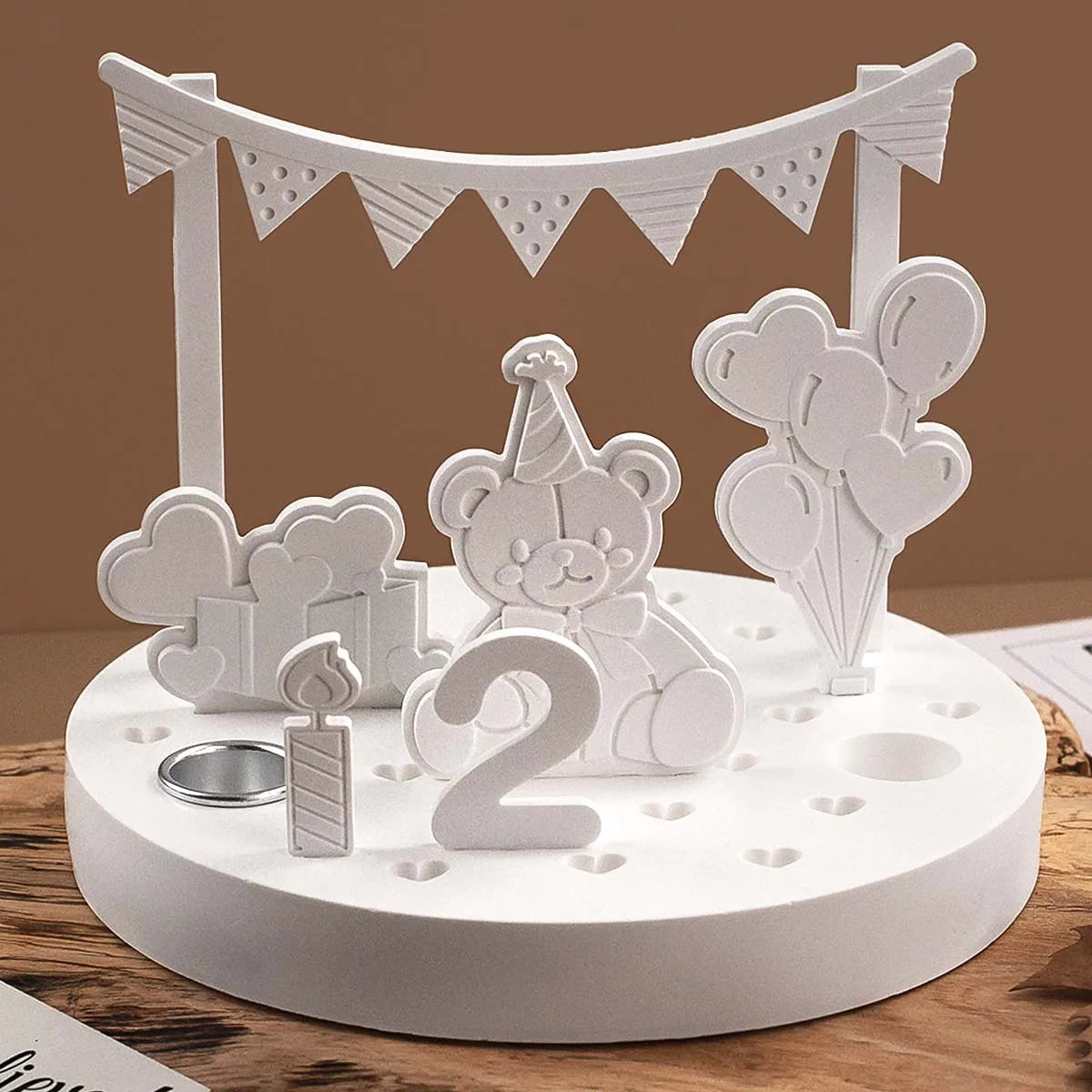 Bear Birthday Candle Holder Silicone Mold Kit