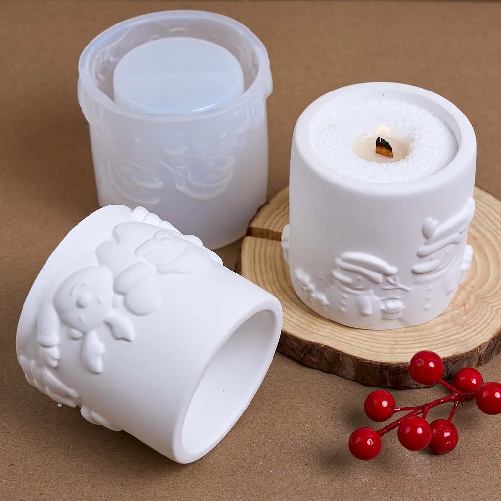 Christmas Santa Relief Silicone Candle Jar Mold