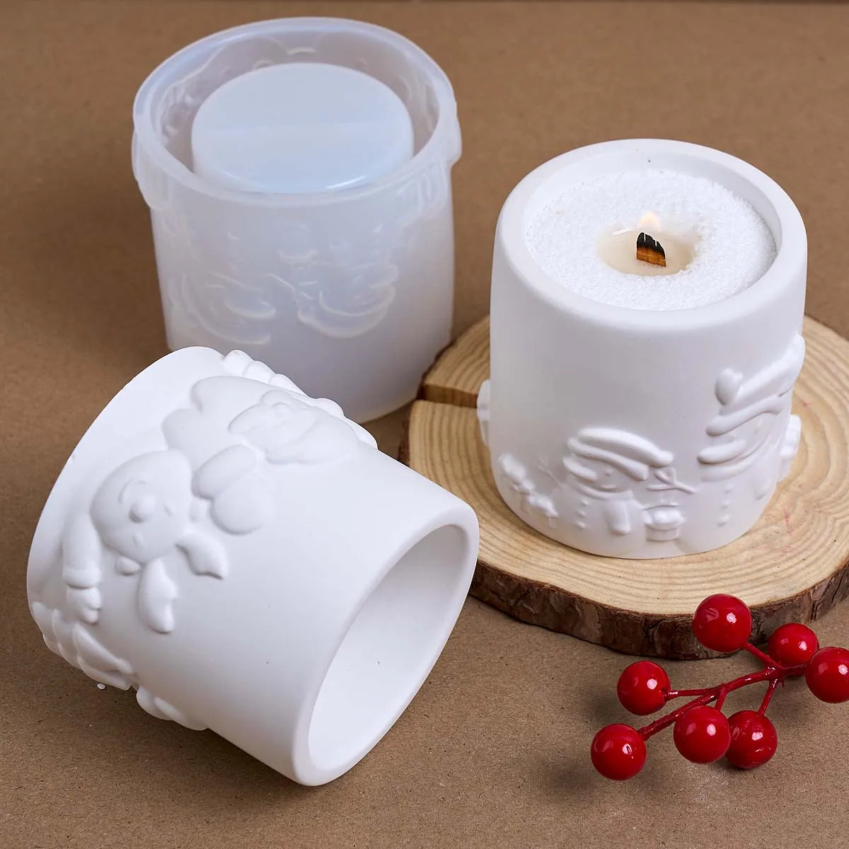 Christmas Santa Relief Silicone Candle Jar Mold