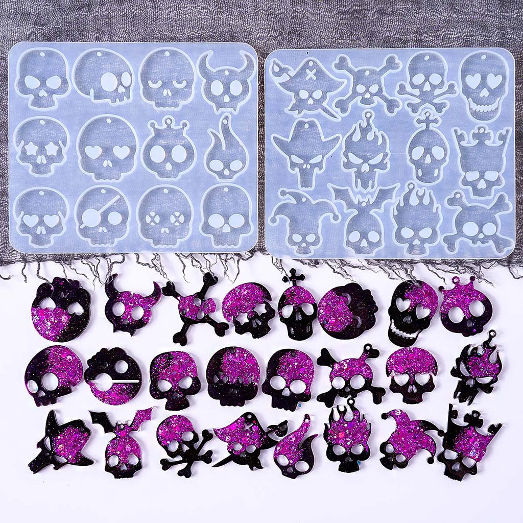 Skull Silicone Mold Set for Resin Earrings and Pendants (2pcs)