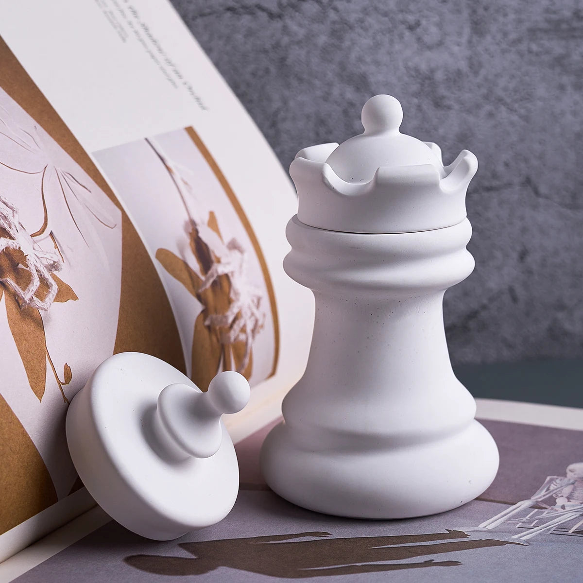 Chess Candle Holder Silicone Mold with Lid.