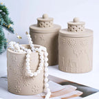 Christmas Embossed Jar Silicone Mold with Decorative Lid