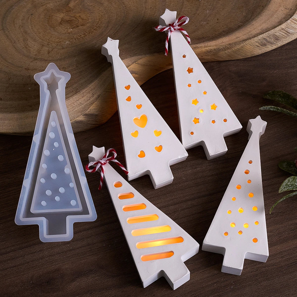 Hollow Christmas Tree Silhouette Lamp Silicone Mold