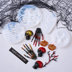 Halloween Silicone Mold Set (7pcs) – Skull, Hand, Pumpkin, Spider, Leaves