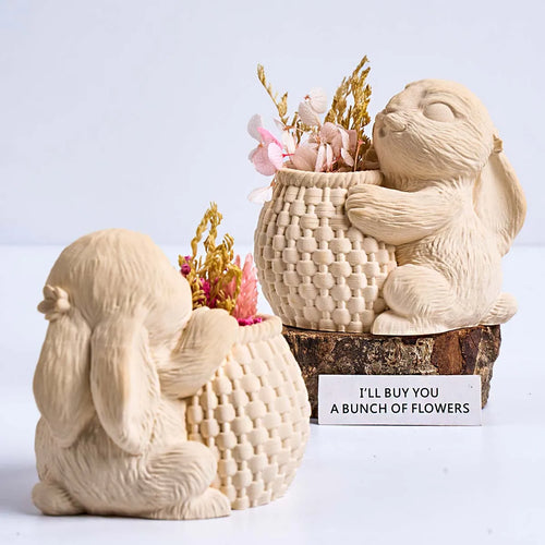 3D Bunny Basket Vase Silicone Mold