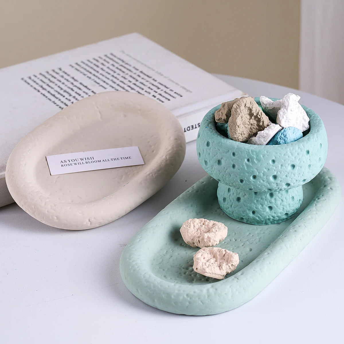 Lunar Rock Candle Cup Tray Silicone Mold.