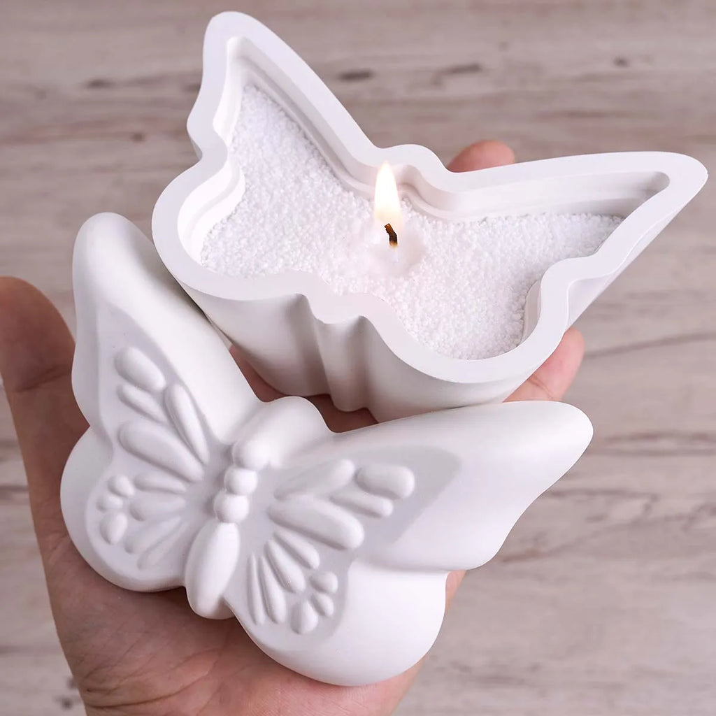 Butterfly Candle Jar Silicone Mold with Lid.