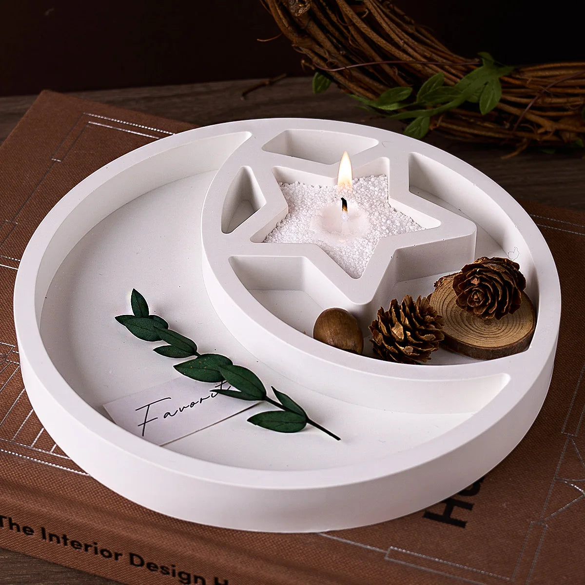 Round Moon Star Tray Silicone Mold.