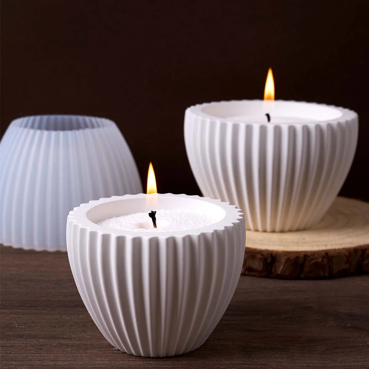 Round Stripe Candle Cup Silicone Mold.