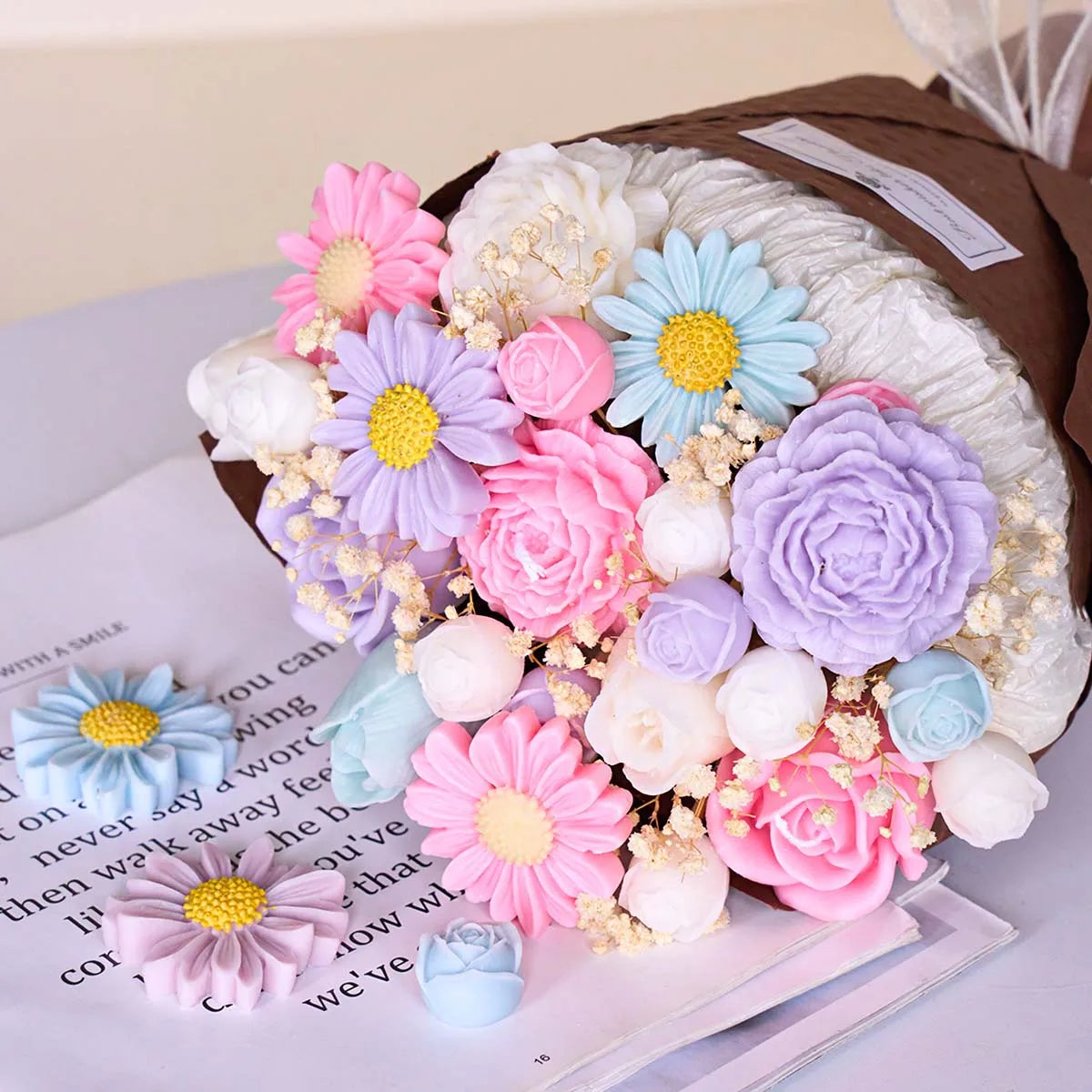 5 Piece Romantic Flower Candle Mold Set