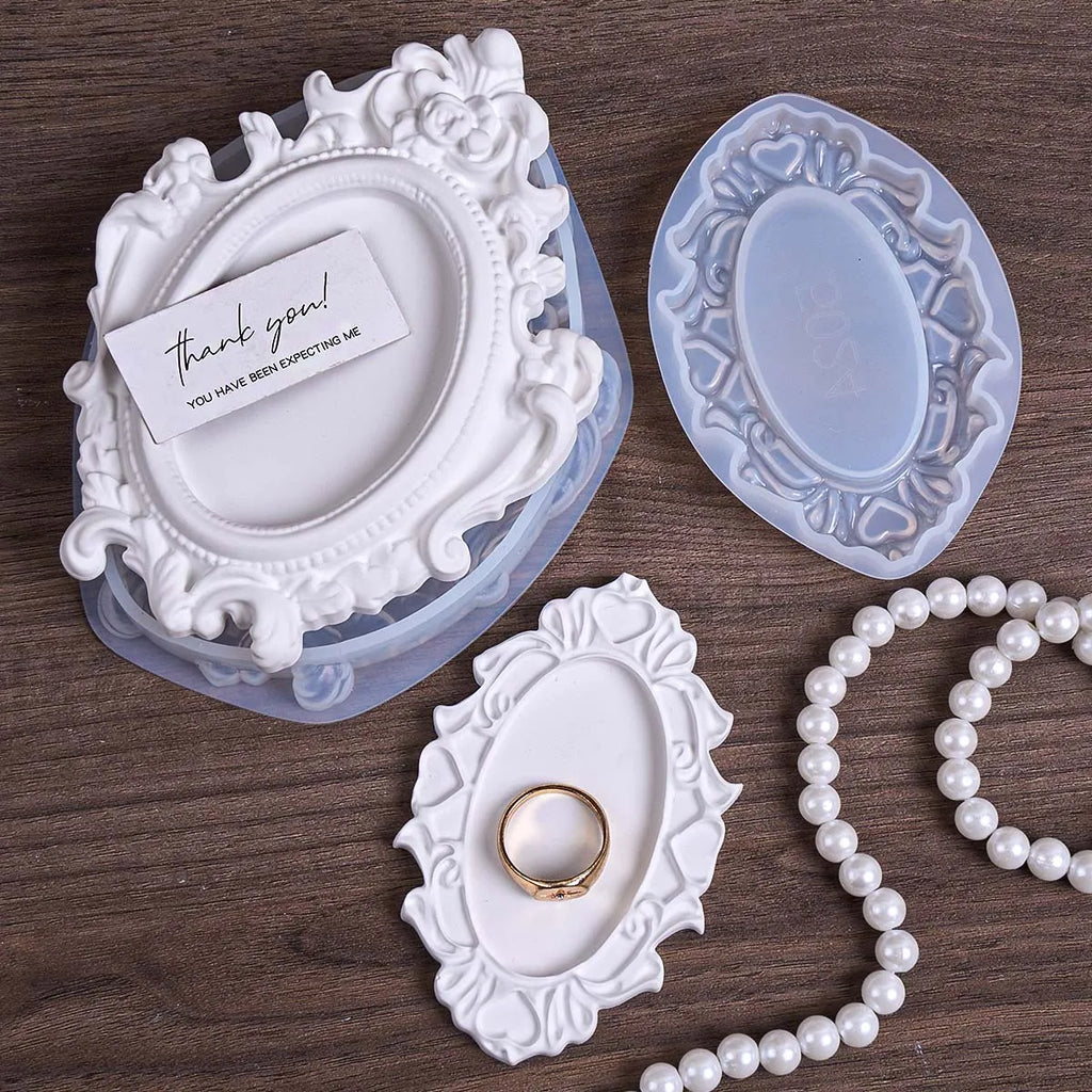 European-Style Vintage Oval Frame Silicone Mold