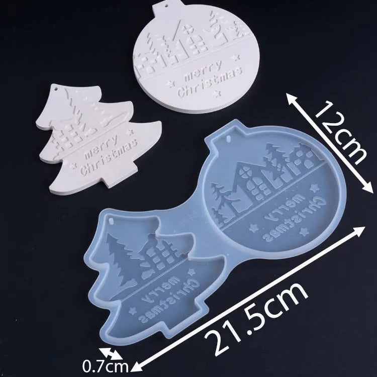 2Pcs "Merry Christmas" Ornament Silicone Mold Set