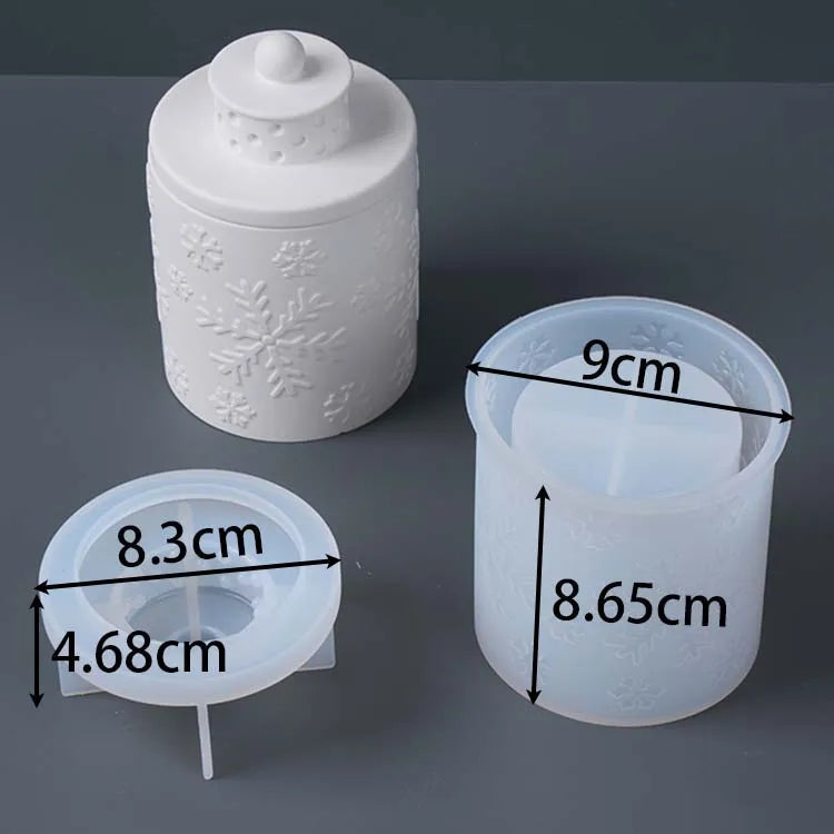 Christmas Embossed Jar Silicone Mold with Decorative Lid