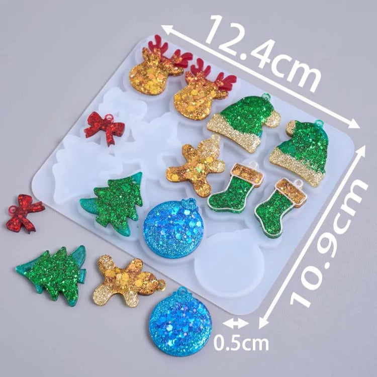 3Pcs Christmas Silicone Earring and Pendant Mold Set