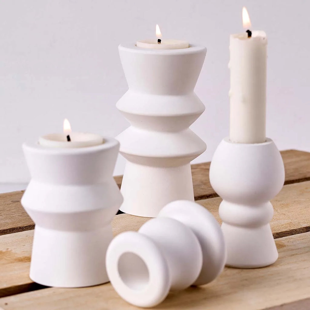 Geometric Roman Column Candle Holder Silicone Mold.